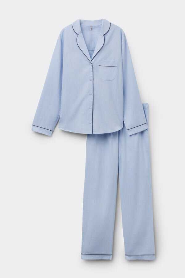 Chambray Ni Pyjama in voller Länge aus Baumwolle und Modal Chambray Ni Pyjama in voller Länge aus Baumwolle und Modal