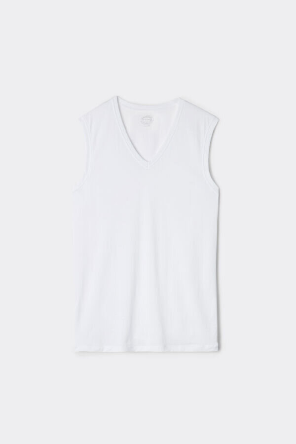 Extrafeines Tanktop aus hochwertiger Baumwolle mit V-Ausschnitt Extrafeines Tanktop aus hochwertiger Baumwolle mit V-Ausschnitt