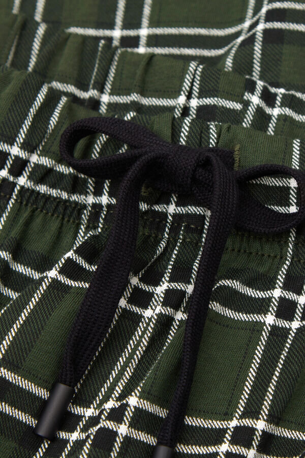 Grüne Baumwollhose mit Karomuster in voller Länge Grüne Baumwollhose mit Karomuster in voller Länge