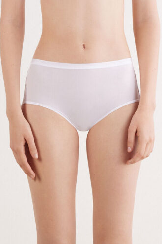 Hoch geschnittene Unterhose aus Mikrofaser und Spitze