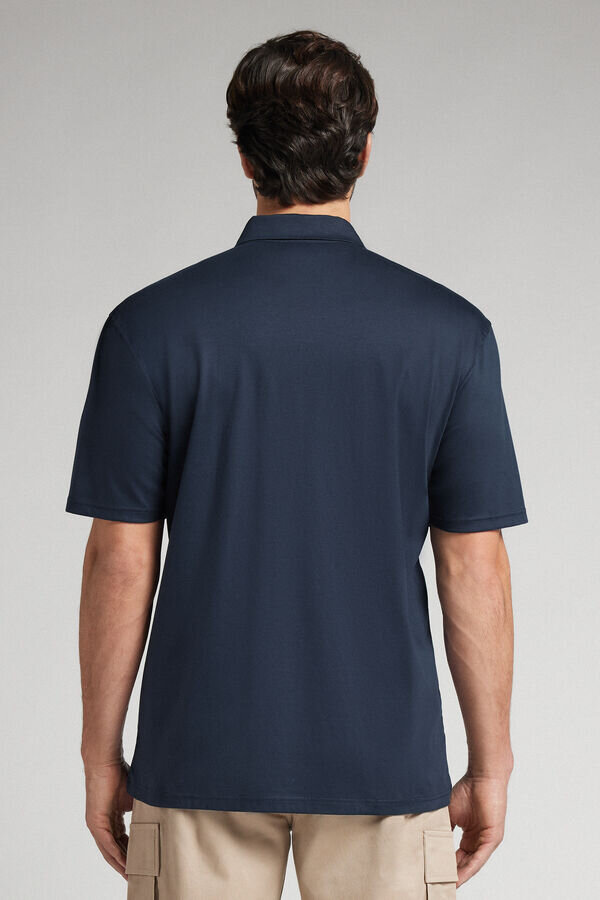 Kurzärmeliges Polohemd mit Reißverschluss aus hochwertiger merzerisierter Baumwolle Kurzärmeliges Polohemd mit Reißverschluss aus hochwertiger merzerisierter Baumwolle