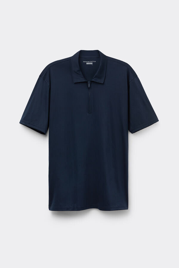 Kurzärmeliges Polohemd mit Reißverschluss aus hochwertiger merzerisierter Baumwolle Kurzärmeliges Polohemd mit Reißverschluss aus hochwertiger merzerisierter Baumwolle