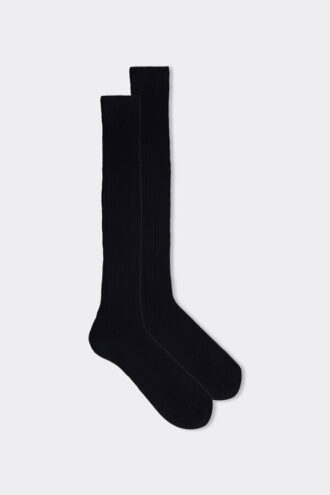 Lange gerippte Socken aus ägyptischer Baumwolle Lange gerippte Socken aus ägyptischer Baumwolle