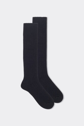 Lange gerippte Socken aus Kaschmir und Wolle Lange gerippte Socken aus Kaschmir und Wolle