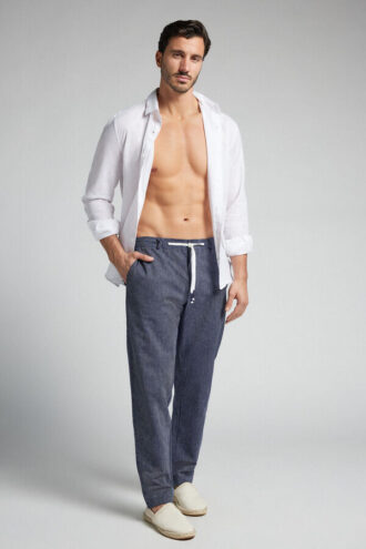 Lange Hose aus Leinen und Baumwolle