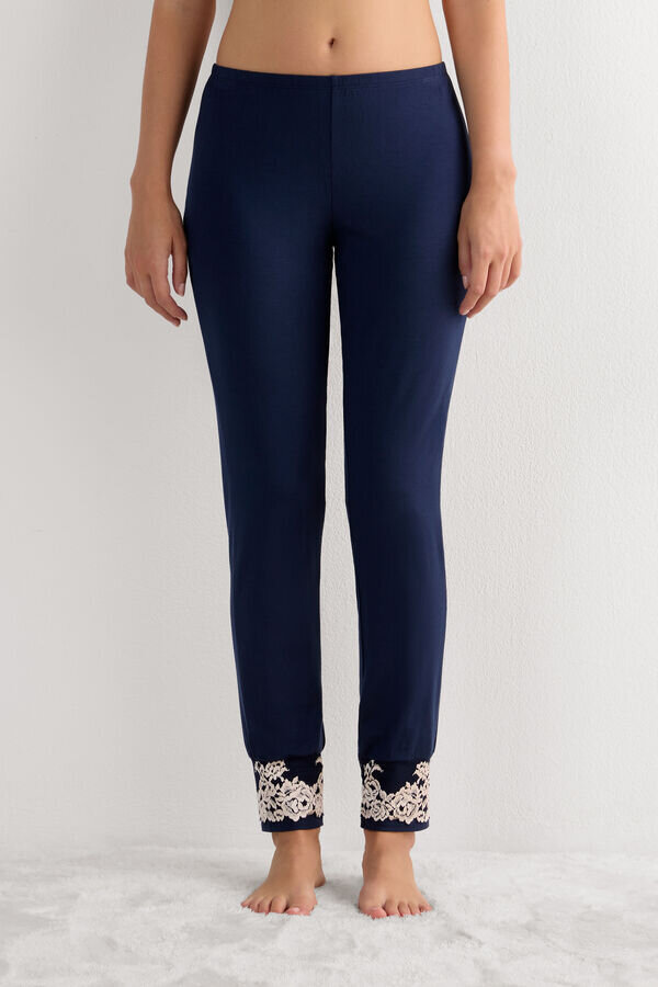 Modal-Hose mit weitem Bein und Umschlag „Pretty Flowers” Modal-Hose mit weitem Bein und Umschlag „Pretty Flowers”