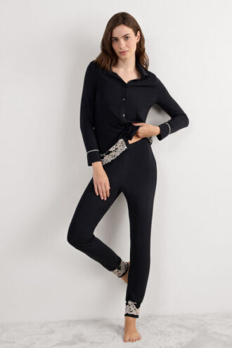 Modal-Hose mit weitem Bein und Umschlag „Pretty Flowers”