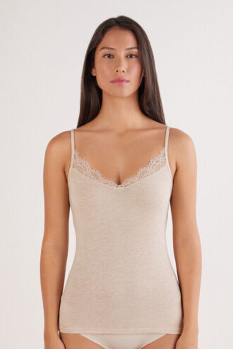 Modal Ultralight Cashmere Blend Top mit Spitze