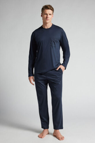 Premium-Pyjama aus merzerisierter Baumwolle mit Punktmuster