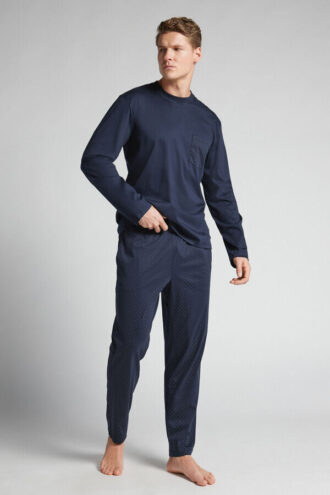 Premium-Pyjama aus merzerisierter Baumwolle mit Punktmuster