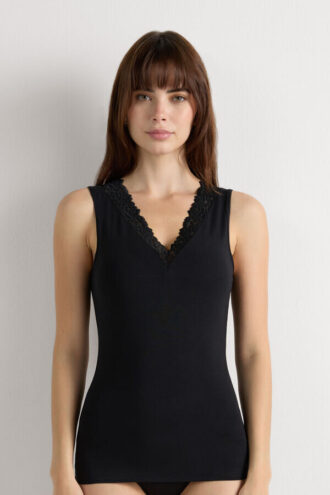 Pretty Flowers Modal and Lace Tank Top