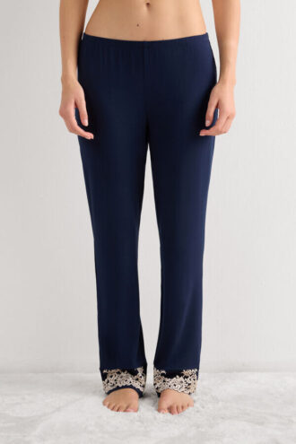 Pretty Flowers-Modal-Hose mit Rüschen und voller Länge