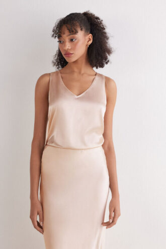 Seiden-Tanktop mit V-Ausschnitt