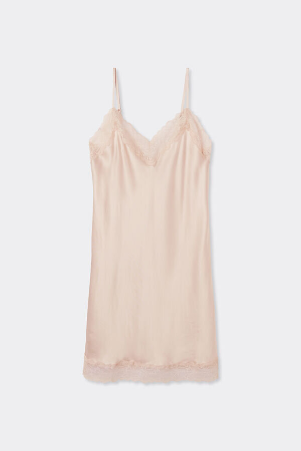 Seidenunterkleid mit Spitzeneinsatz Seidenunterkleid mit Spitzeneinsatz