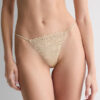 Seidiger Thong aus Seide und Spitze mit Blumenmuster