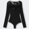 Sinnlicher Body aus frischem Bambus und Lace Bodysuit mit langen Ärmeln Sinnlicher Body aus frischem Bambus und Lace Bodysuit mit langen Ärmeln