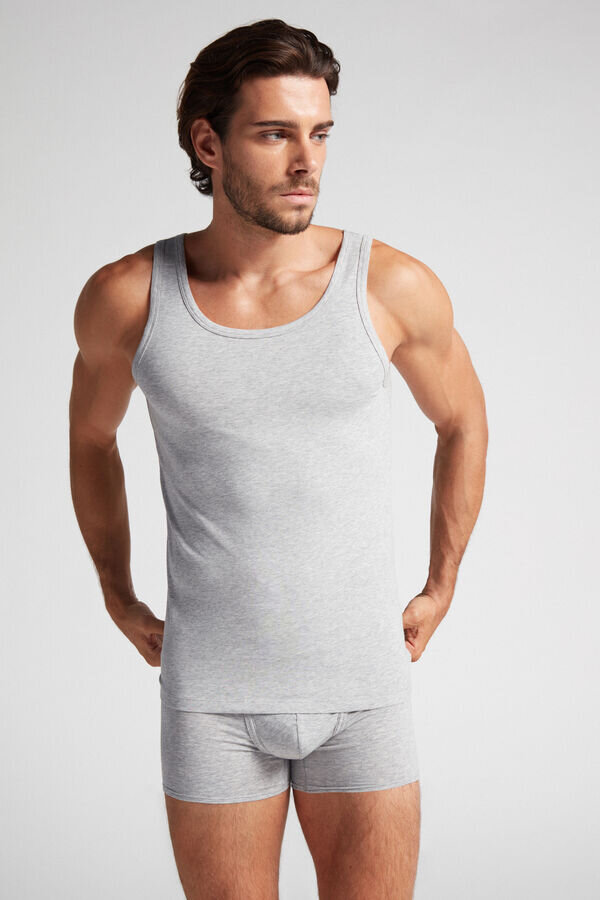 Tanktop mit Rundhalsausschnitt aus hochwertiger Stretch-Baumwolle Tanktop mit Rundhalsausschnitt aus hochwertiger Stretch-Baumwolle
