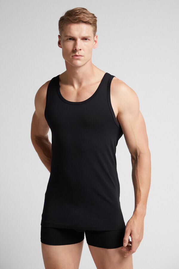 Tanktop mit Rundhalsausschnitt aus hochwertiger Stretch-Baumwolle Tanktop mit Rundhalsausschnitt aus hochwertiger Stretch-Baumwolle
